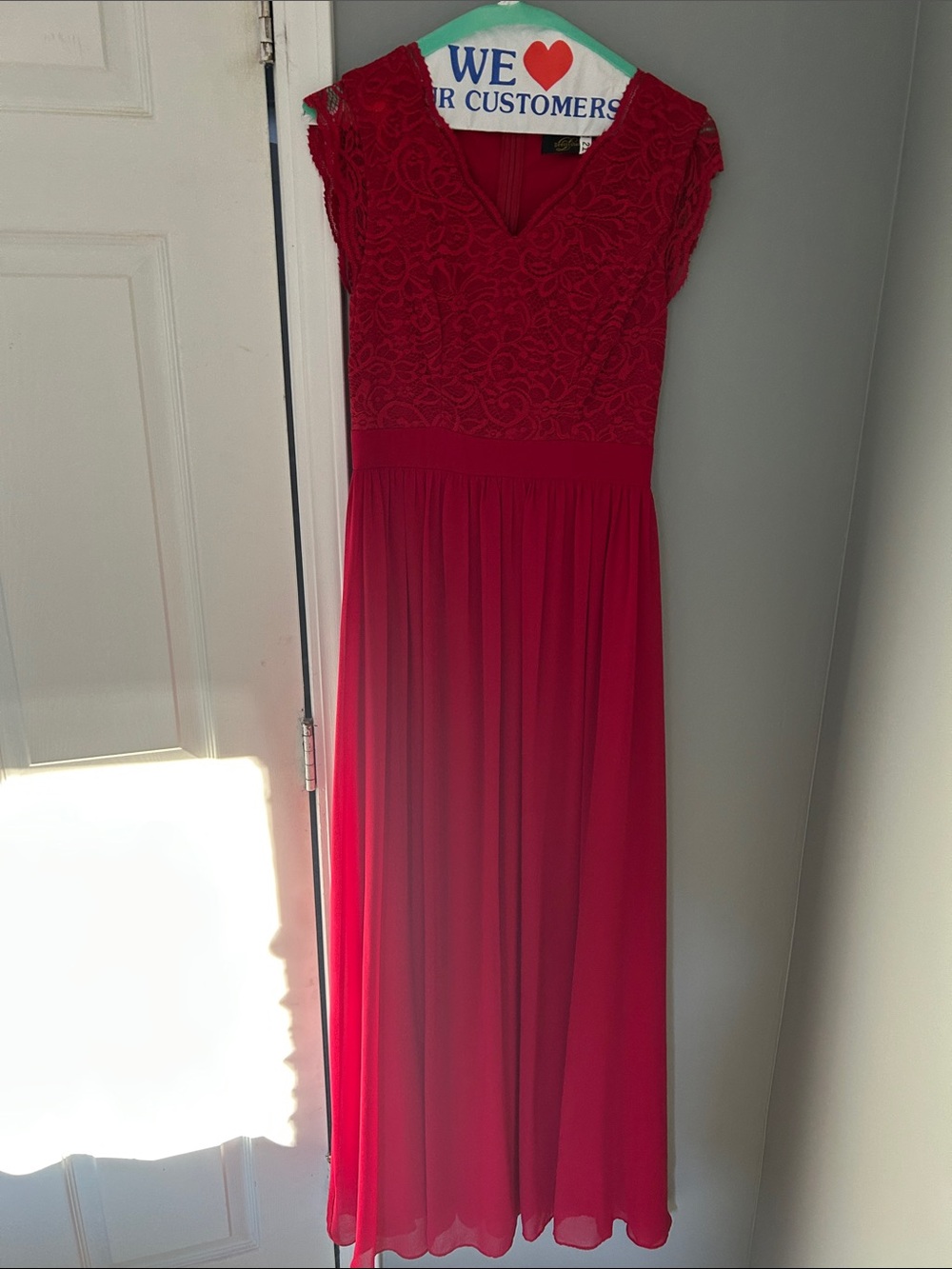 Amazon Red Lace Bodice Maxi Dress